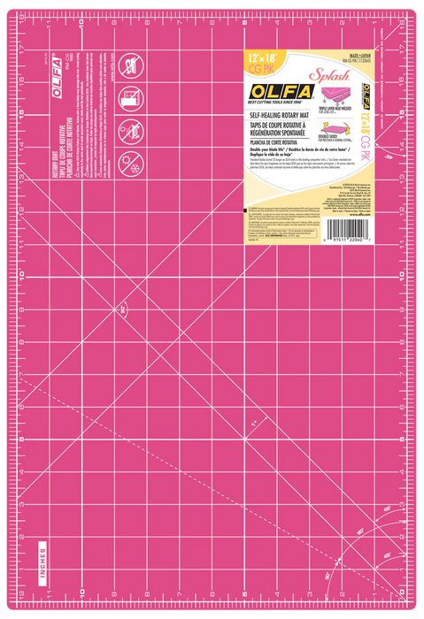 Olfa RM-CG/PIK 12" x 18" Double-Sided, Self-Healing Rotary Mat, Pink