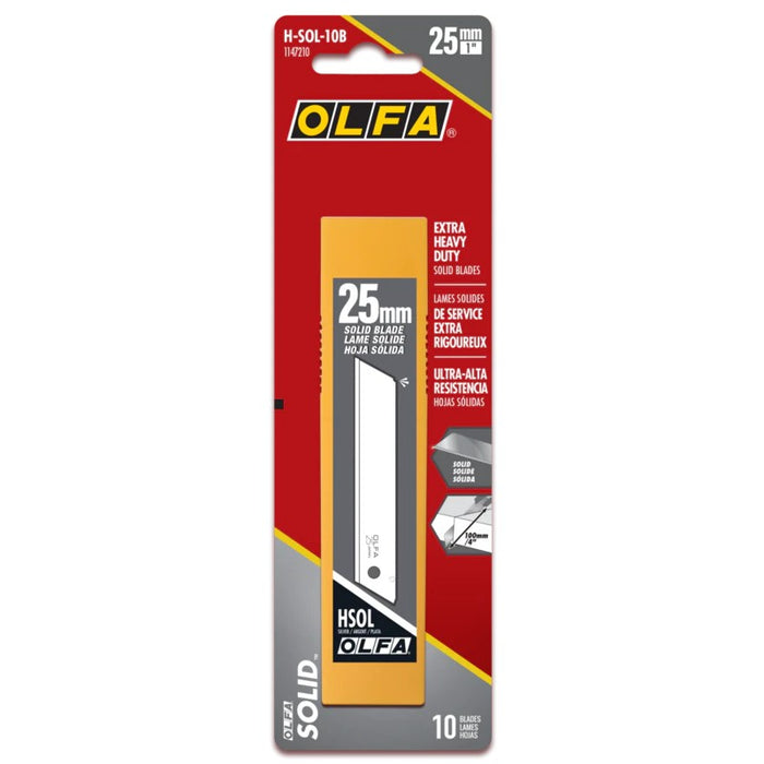OLFA H-SOL-10B, 1147210 25mm Extra Heavy-Duty \'Solid\' Blades 10/pk