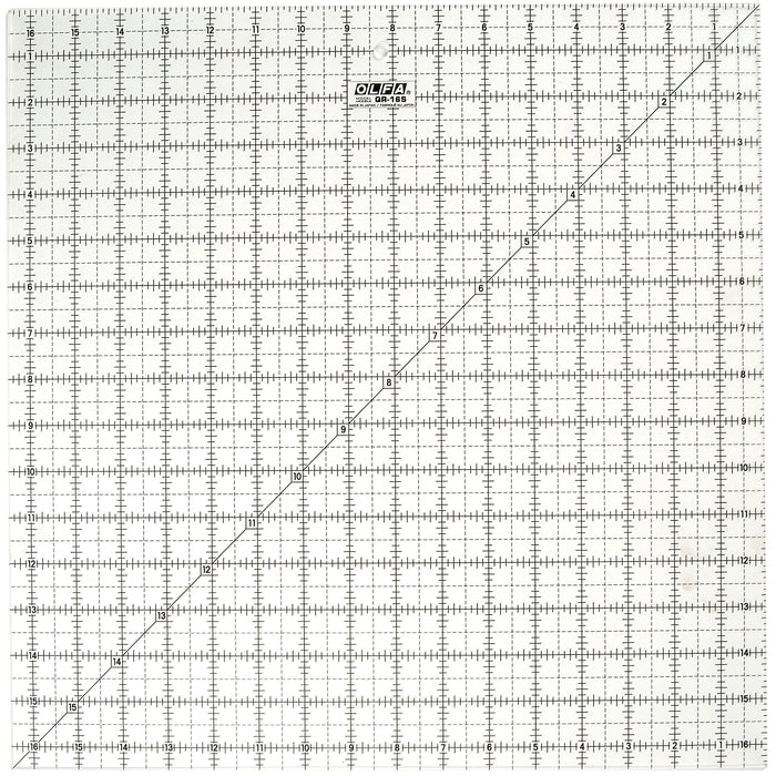 Olfa QR-16S 16 1/2" Square Acrylic Ruler Non-Slip, Frosted 